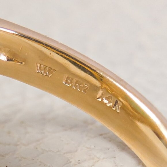 14K Gold & Jade Statement Ring — Signed WW BRZ - Picture 8 of 10